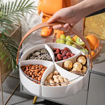 Коробка для хранения фруктовых конфет, кондитерских изделий, орехов, шоколада, круглый Органайзер для закусок с несколькими решетками, семена дыни, Тарелка для фруктов