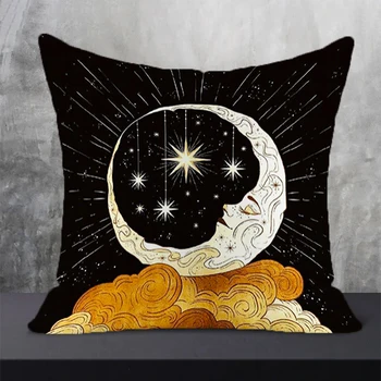 Наволочка с изображением Луны, наволочка для декора комнаты, декоративные наволочки со звездами, наволочки для объятий, Солнце, Роскошные диванные подушки, Мебельные подушки
