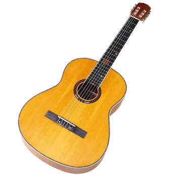 Классическая гитара 39 дюймов натурального цвета, 6-струнный пламенный клен сзади и сбоку, полноразмерный дизайн, глянцевая отделка, классическая гитара