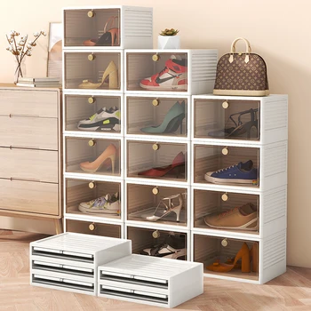 Ящик для хранения обуви большого размера Шкаф Складной Дисплей для кроссовок Под прозрачной пластиковой кроватью Экономит место для легкой установки