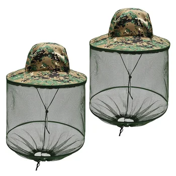 2 предмета, Рыболовная москитная сетка, защищающая от насекомых Шляпа, Уличные шляпы, Мужские головные уборы, солнцезащитные сетчатые кепки