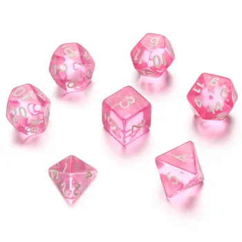 7 шт./компл. Розовых кубиков с номерами D4 D6 D8 D10 D% D12 D20 Многогранных Кубиков для Настольной игры