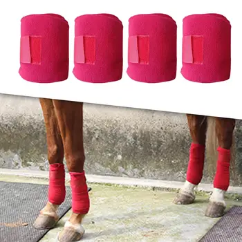 набор обертываний Для ног Лошади из 4 предметов, Мягкие плюшевые Бинты, Снаряжение для верховой езды, Красный