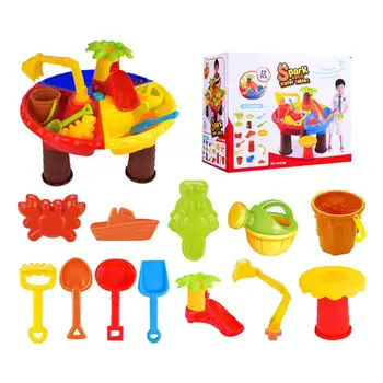 Детские Летние Уличные Пляжные игрушки для песочницы, Ведро с песком, Водный стол на колесах, Игровой набор, игрушки, Обучающая игрушка для детей, подарок на день рождения