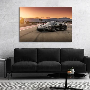 Спортивный автомобиль McLaren Senna Суперкар Транспортное средство Sunset Track Обои Картины на холсте Плакаты Настенные художественные принты для декора гостиной