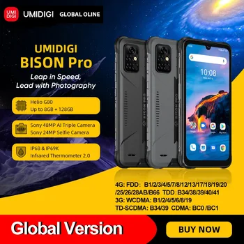 UMIDIGI BISON PRO Телефон Прочный Смартфон NFC IP68/IP69K Водонепроницаемый Helio G80 48MP Тройная камера AI 6,3 