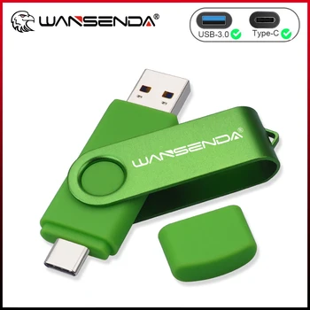 WANSENDA TYPE C USB Флэш-накопитель 2 В 1 Флеш-накопитель 512 ГБ 256 ГБ 128 ГБ 64 ГБ 32 ГБ 16 ГБ Флешка Высокоскоростной USB 3,0 Memory Stick