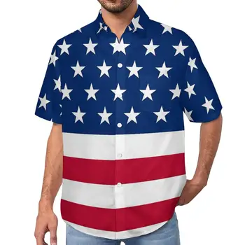Мужская Гавайская рубашка Негабаритные Рубашки С Рисунком Американского Флага с коротким рукавом 3D Печать Y2k Винтажная мужская одежда Модные топы Dazn