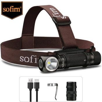 Sofirn SP40 Светодиодный налобный фонарь XPL2 1200lm 18650 USB C Перезаряжаемая фара 18350 Фонарик с индикатором мощности Магнитный хвост