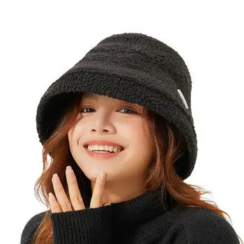 OhSunny/ модные зимние теплые женские шляпы-ведра из антистатического флиса, женская однотонная панама, съемная защита для ушей и шеи