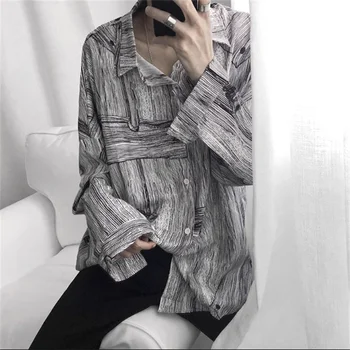 Корейская версия, индивидуальность, рубашка в шелковую полоску с длинным рукавом, летняя куртка