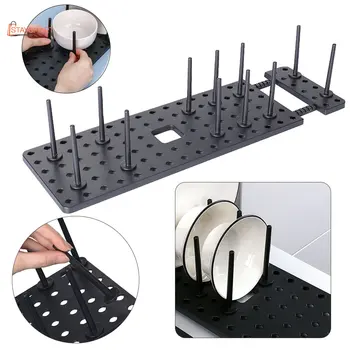 Компактная многоуровневая подставка для посуды, регулируемая крышка кастрюли и держатель тарелок для организации кухонного шкафа