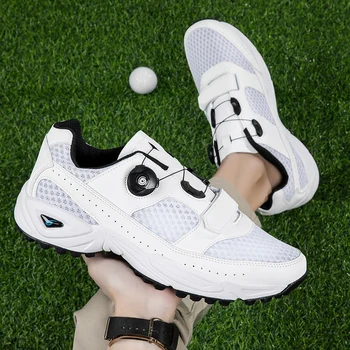 Новая обувь для гольфа, Мужская Сетчатая дышащая Уличная Комфортная обувь для гольфа, Травяная противоскользящая обувь для гольфа, Большие 40-46 Туфли для гольфа