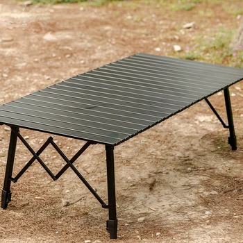 Алюминиевый рулонный подъемный стол для пикника, Портативный складной стол для хранения на открытом воздухе, Многофункциональный легкий складной стол