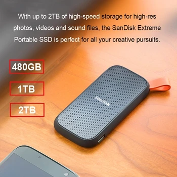 100% Портативный внешний SSD-накопитель SanDisk 480 ГБ 520 МБ/с./с. Внешний жесткий диск USB 3,1 Type-C 1 ТБ 2 ТБ Твердотельный диск Для Настольного ноутбука