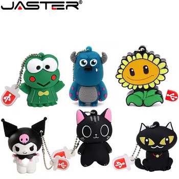 Флэш-накопитель JASTER Cartoon A black cat USB 2.0 100% реальной емкости 64 ГБ 128 ГБ Креативные ручки-накопители Студенческие подарки Memory Stick