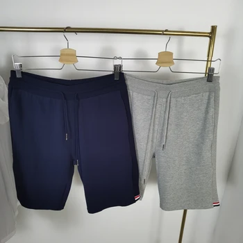 Новые летние шорты на тесьме TB, мужские однотонные махровые мягкие и удобные брюки с завязками slim fit, мужские брюки с пятью точками