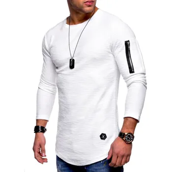 A1665 новая футболка, мужская весенне-летняя футболка, топ, мужская хлопковая футболка с длинными рукавами, складная футболка для бодибилдинга, мужская