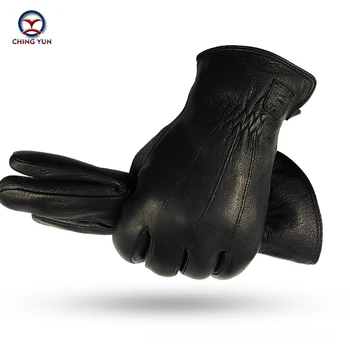 CHING YUN / 2020 новые зимние мужские перчатки из натуральной кожи с натуральными волосами, мужские утепленные теплые и мягкие мужские черные перчатки с мужской шерстяной подкладкой