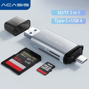 Кард-ридер Acasis 2 в 1 Type-C к USB TF SD-карте Для iPhone/Macbook/Android Системная Поддержка Функции OTG Слот для карт памяти
