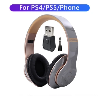 Для PS4 PS5 Gamer Беспроводные наушники с микрофоном Складной игровой шлем с Bluetooth-передатчиком Телефонная геймерская гарнитура